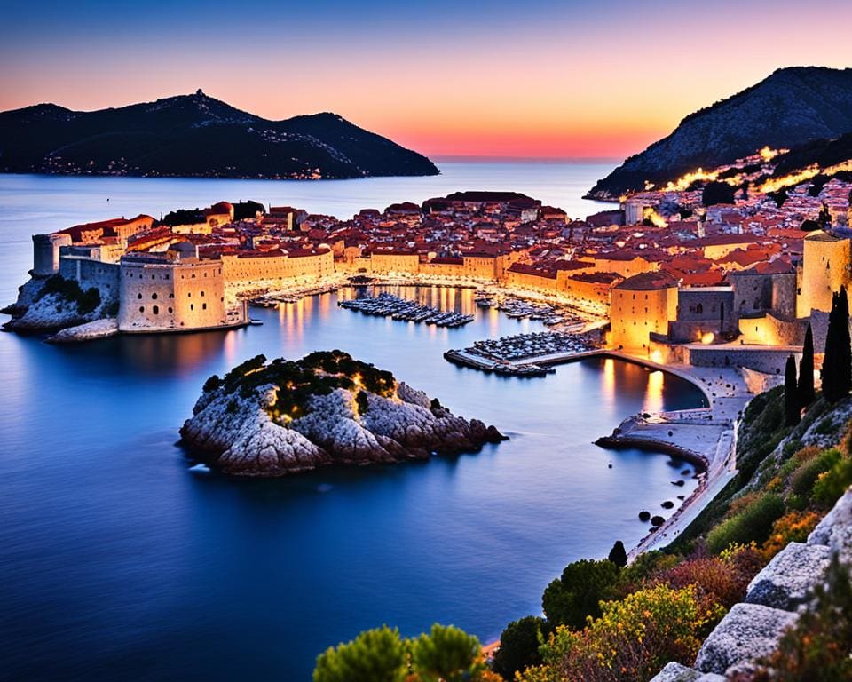 romantische zonsondergang Dubrovnik