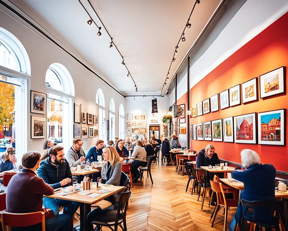 Kunstgalerijen en koffiehuizen in het Weense Wenen