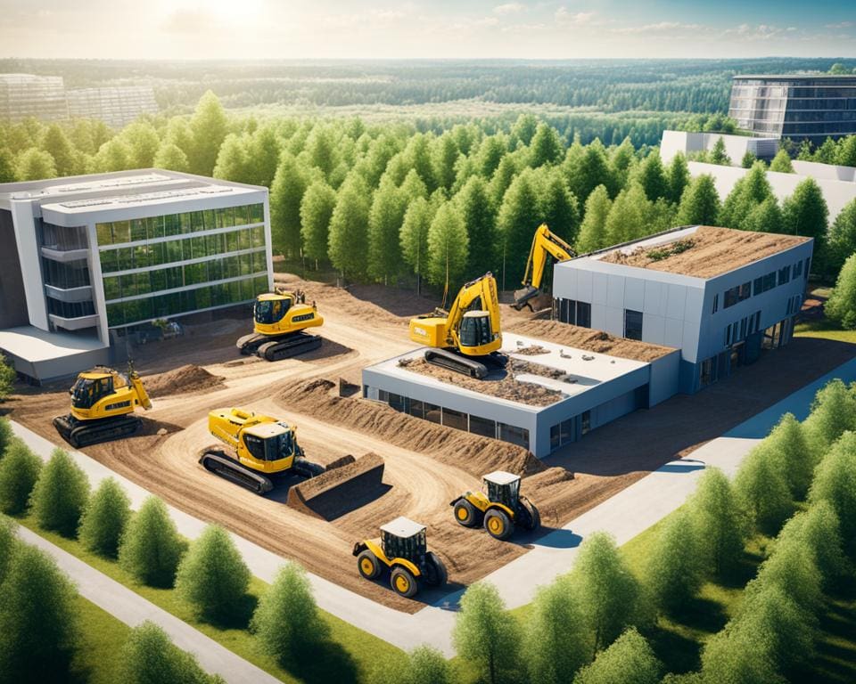 Komatsu bouwmachines in de duurzame bouwsector