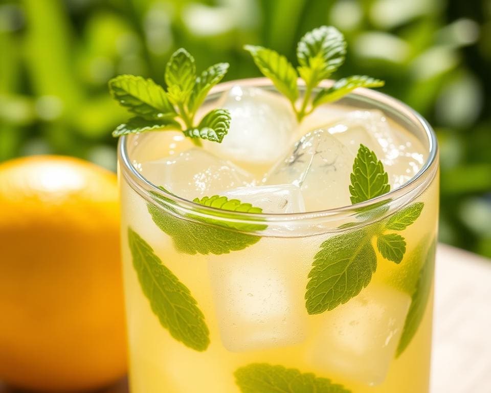 frisse cocktail met muntblaadjes