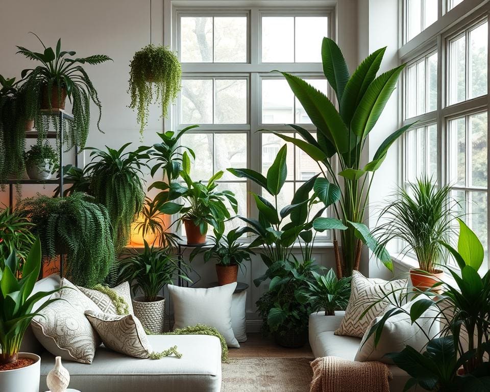 groene planten in zithoek