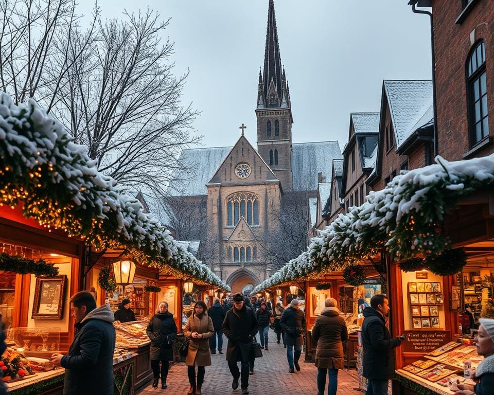 De charme van wintermarkten verspreid over het hele land