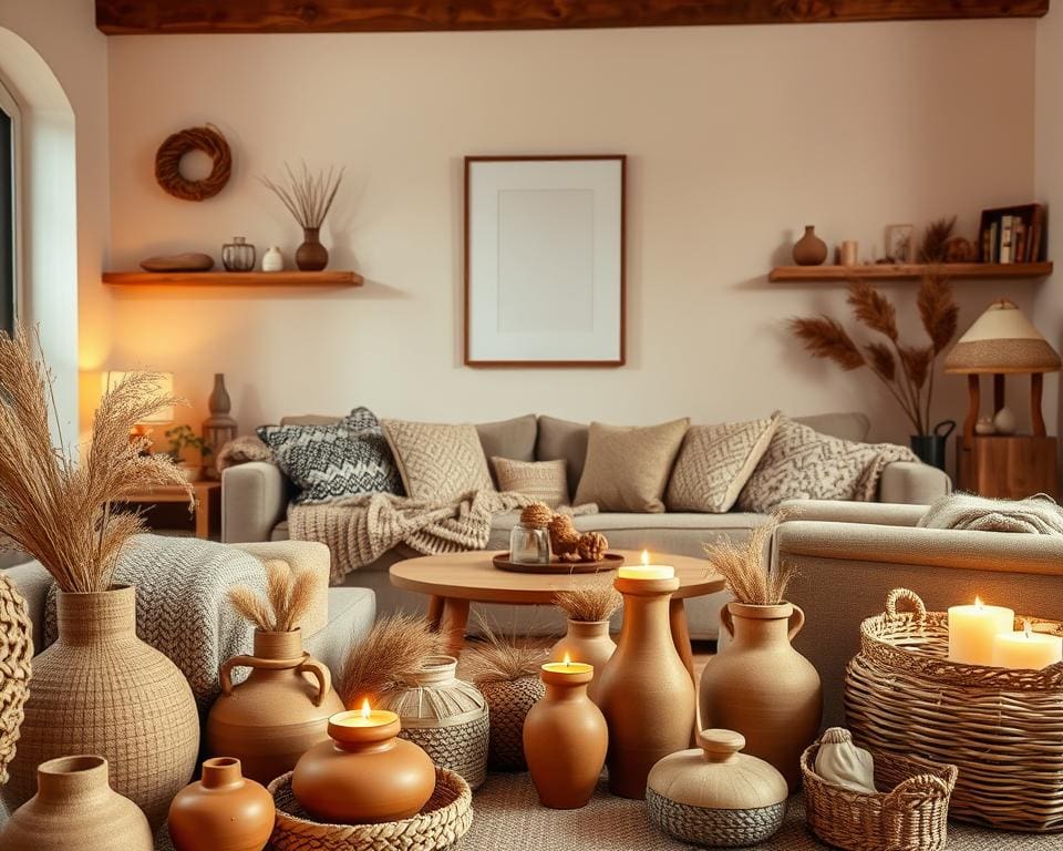 Decoratieve elementen voor een warme woonkamer