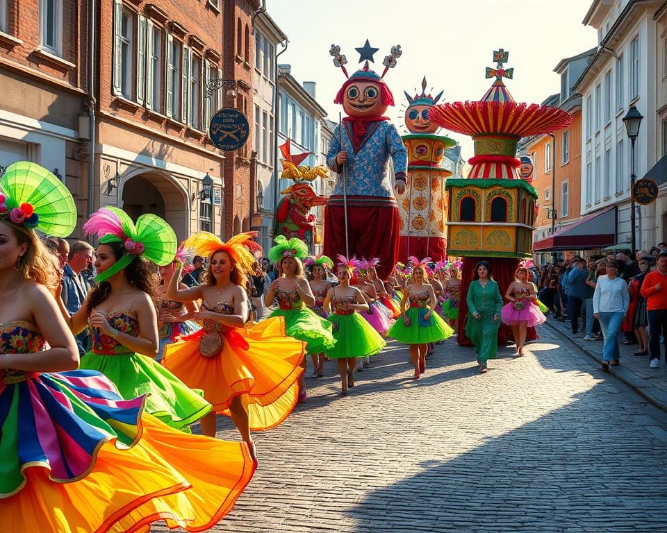 kleurrijke optochten