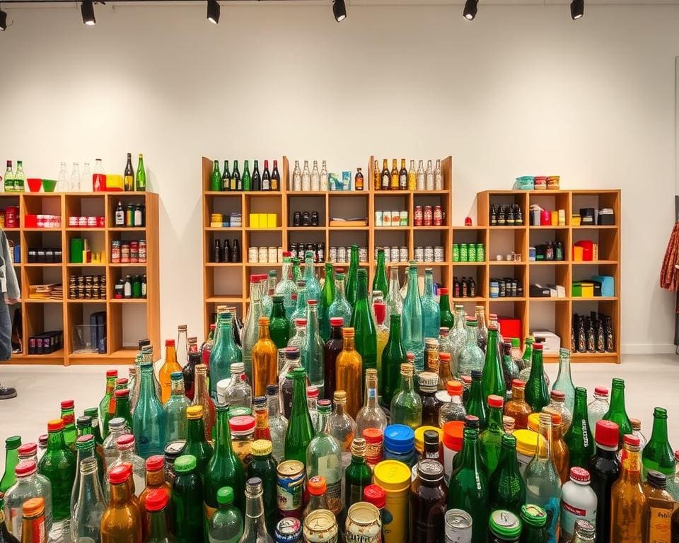 gerecycleerde materialen displays