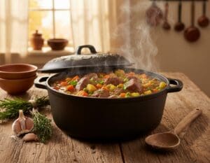 Welke gietijzeren braadpan is geschikt voor stoofgerechten?